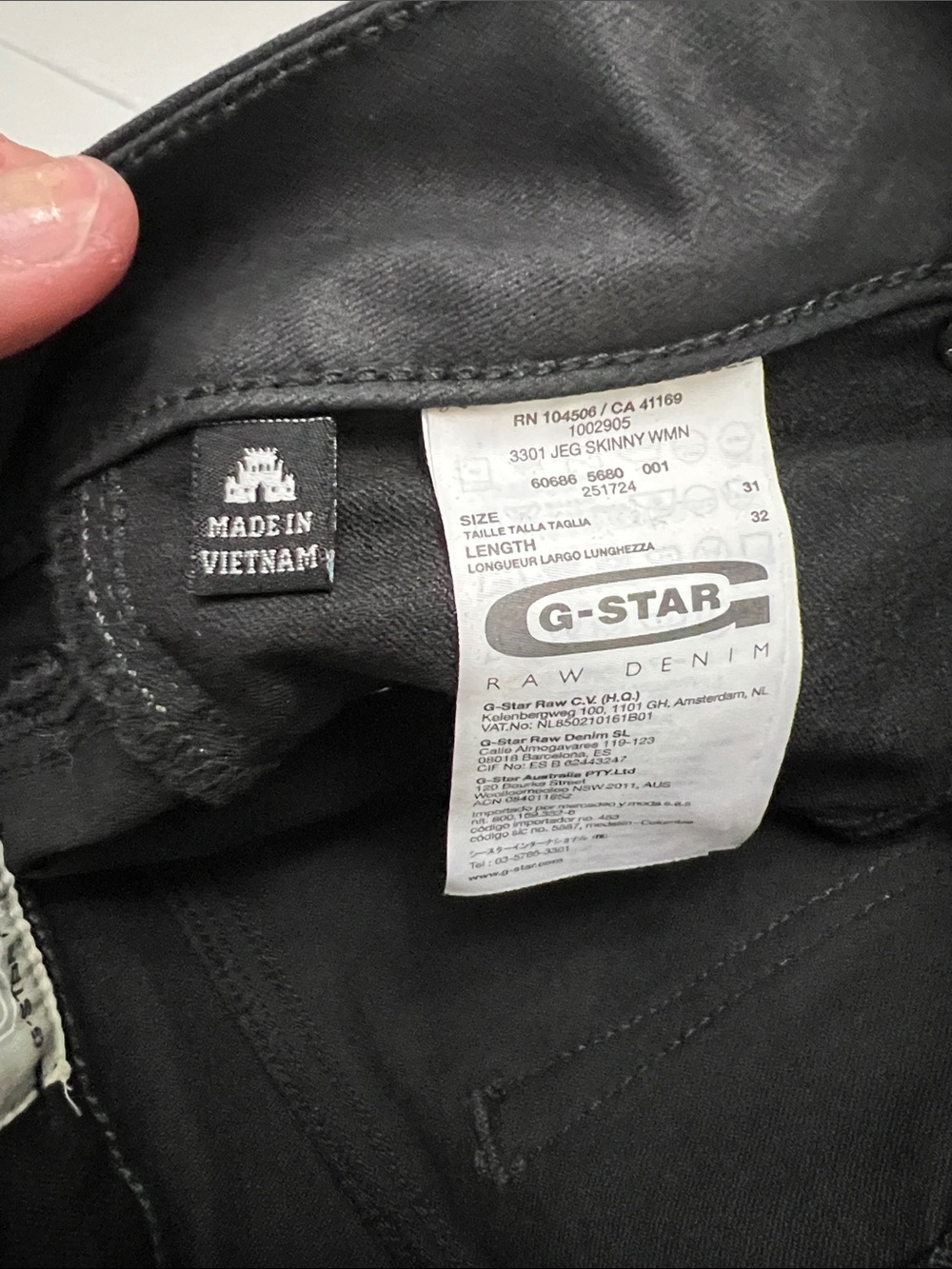 G-Star Raw 3301 Mid Skinny Black Coated Wax Moto Jeans jeggings women’s size - Picture 7 of 12